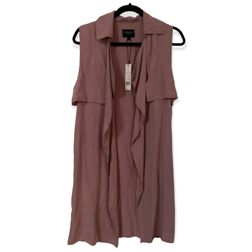 NWT | WALTER BAKER | Blush Collared Ruffle Thigh Length Cardigan | S